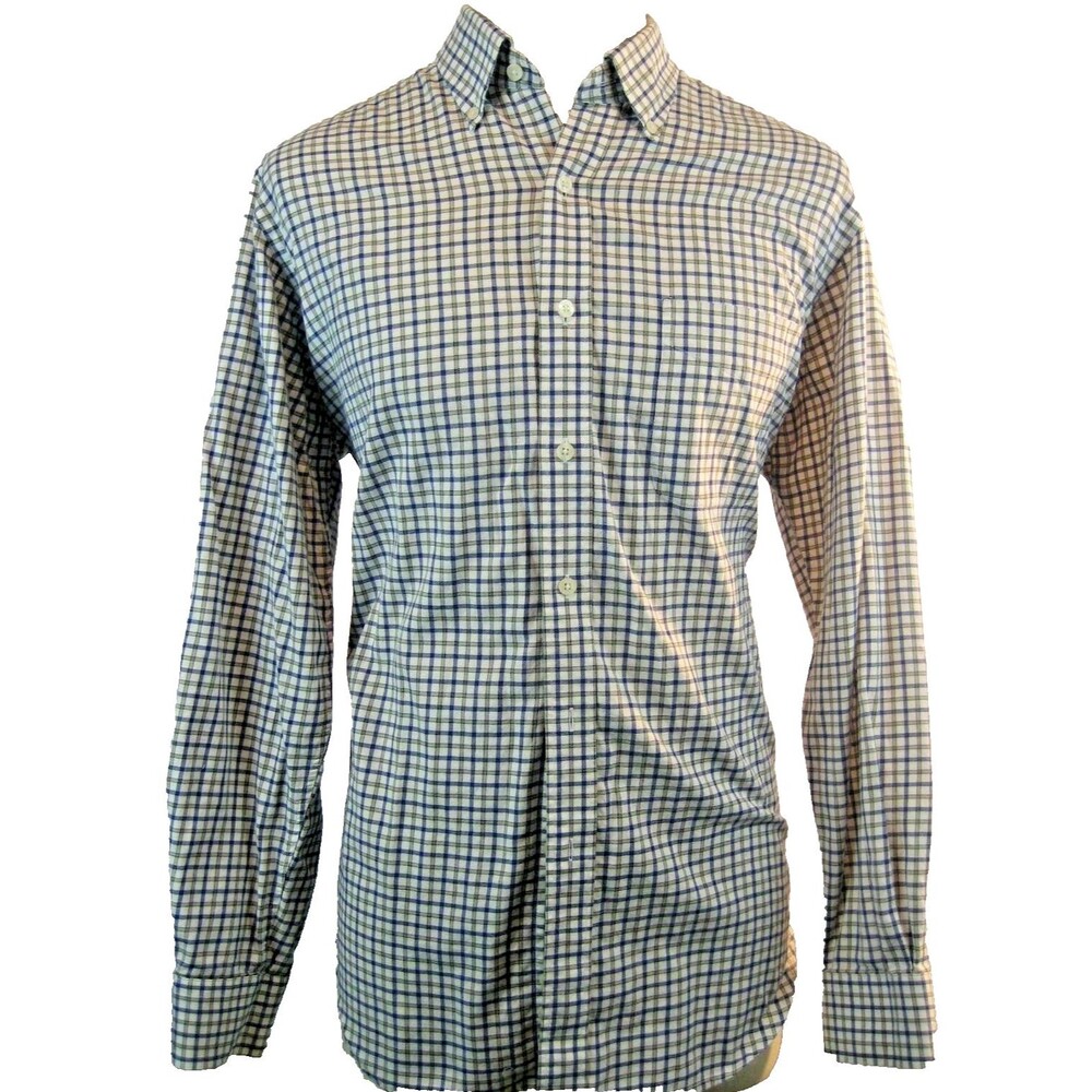 Mens Austin Reed Cotton Tan Checked Casual Shirt sz L